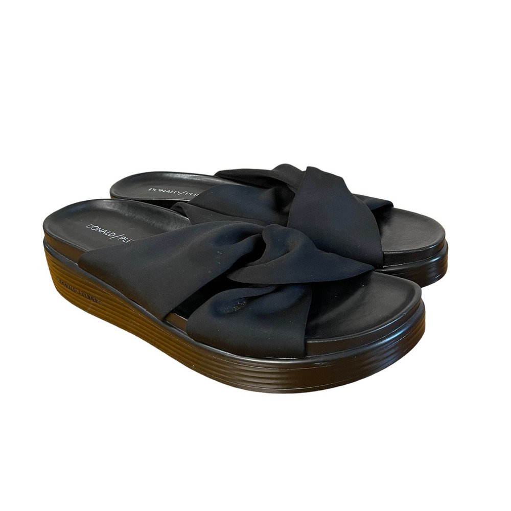 Donald J Pliner Womens Size 8.5 Folley Slide Sandals Slip On Black 2" Platform